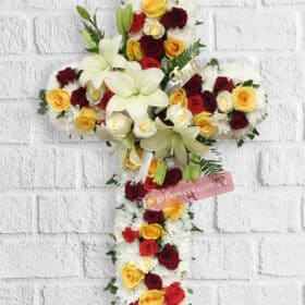 Eternal Memory Funeral Cross Flowers