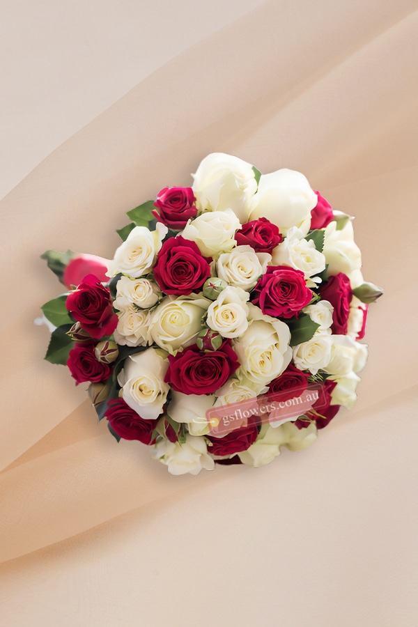 Ivory and Red Roses Bridal Bouquet - Floral design