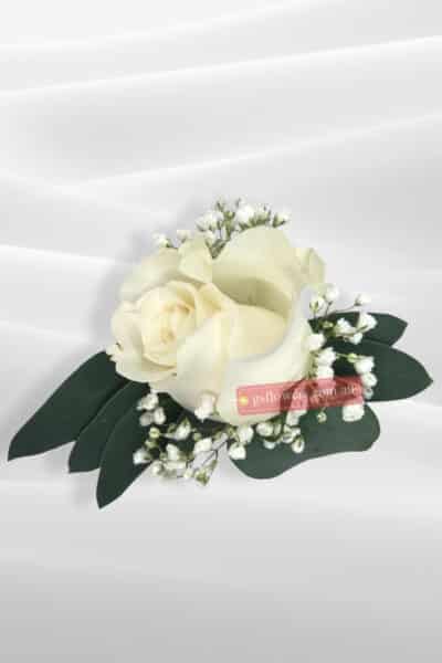 White Rose Wedding Buttonhole - Floral design