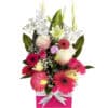 Happy Time Fresh Bouquet - Pink Box White Ribbon - Floral design