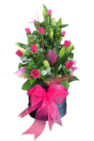 My True Love Flower Bouquet - Black Box Red Ribbon - Floral design