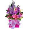 Royal Allure Fresh Mixed Flowers Bouquet - Pink Box Pink Ribbon - Floral design