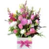 Full of Wishes Fresh Flower Bouquet - White Box Pink Ribbon - Floral design