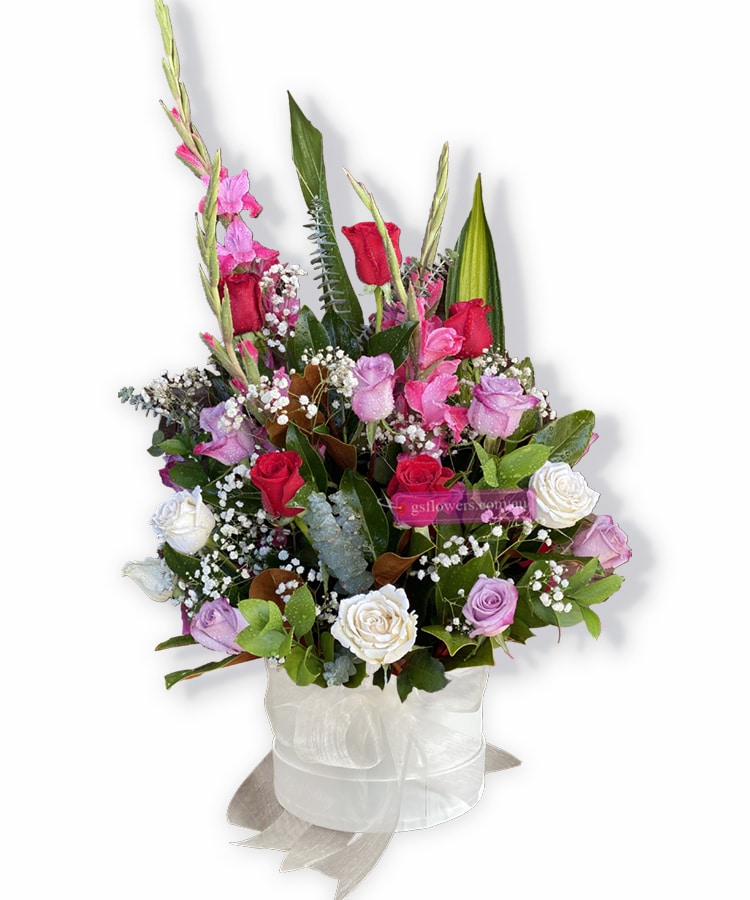 Sincere Condolences Sympathy Flowers - White Box White Ribbon - Floral design