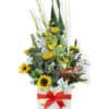 Little Sunshine Baby Flowers - White Box Red Ribbon - Floral design