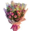 Colour Me Cute Fresh Flower Bouquet - Pink Wrap Hot Pink Ribbon - Floral design