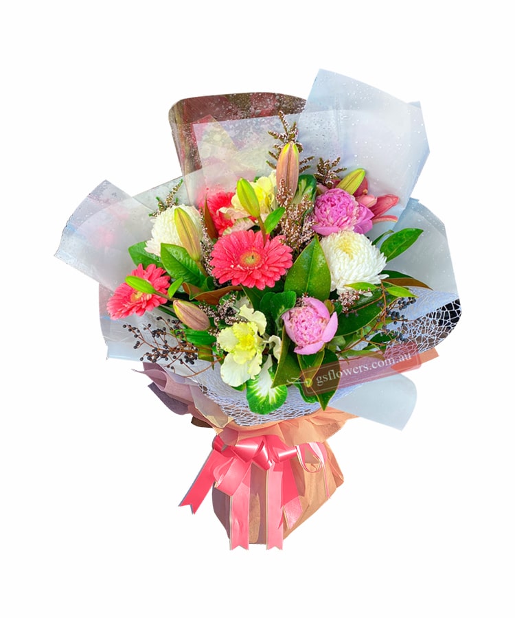 Sensational Fresh Flowers Bouquet - Hot Pink Wrap Paper - Floral design