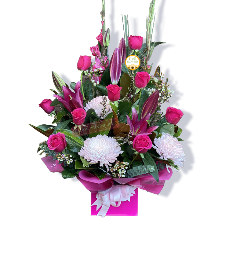 Say Something Sweet Bouquet - Pink Box White Ribbon - Floral design