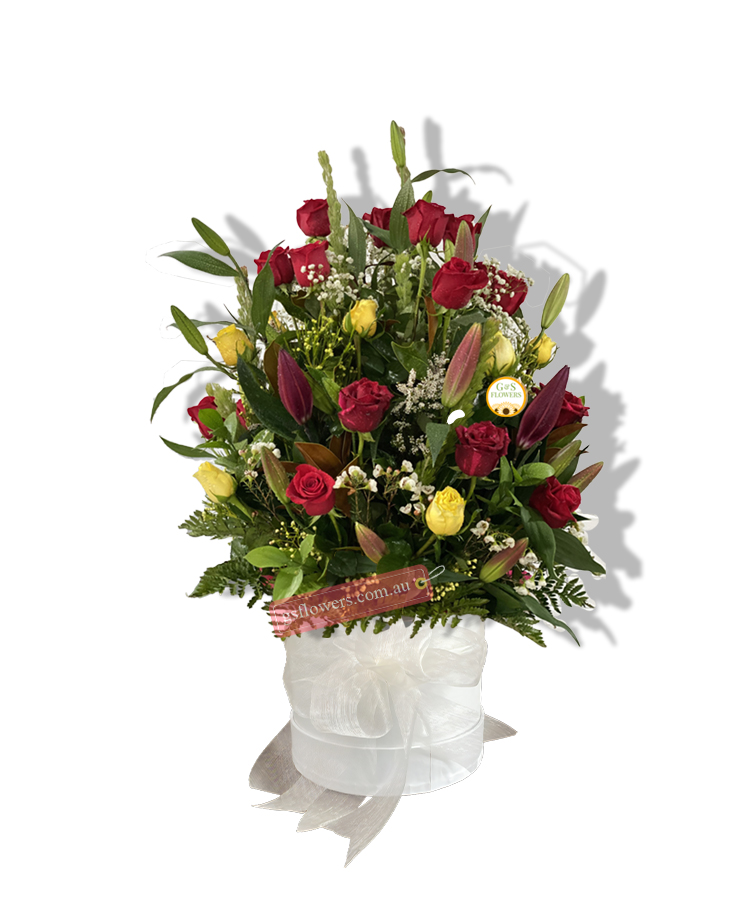 Sweet Embrace Romance Flowers - White Box White Ribbon - Floral design