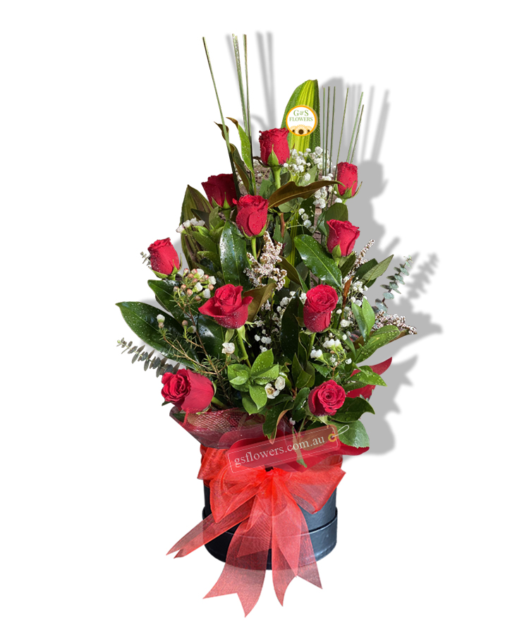 Lots of Love Fresh Flowers - Black Box Red Ribbon - Floral design