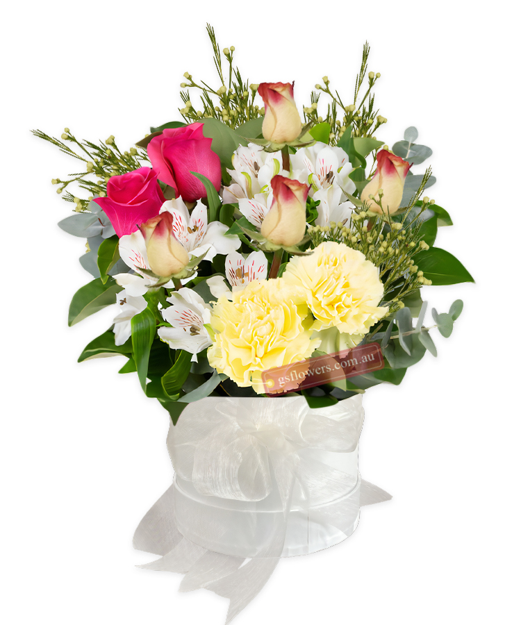 Feel Better Hugs Bouquet - White Box White Ribbon - Floral design
