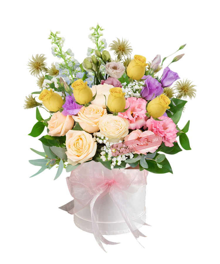 You Are Not Alone Bouquet - White Box Pink Ribbon - Floral design