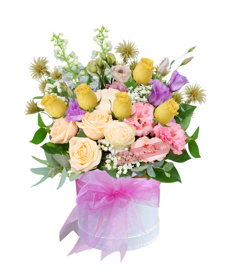 You Are Not Alone Bouquet - White Box Hot Pink Ribbon - Flower bouquet