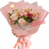 You Will Soon Be Back Bouquet - Wrap Pink Ribbon - Floral design