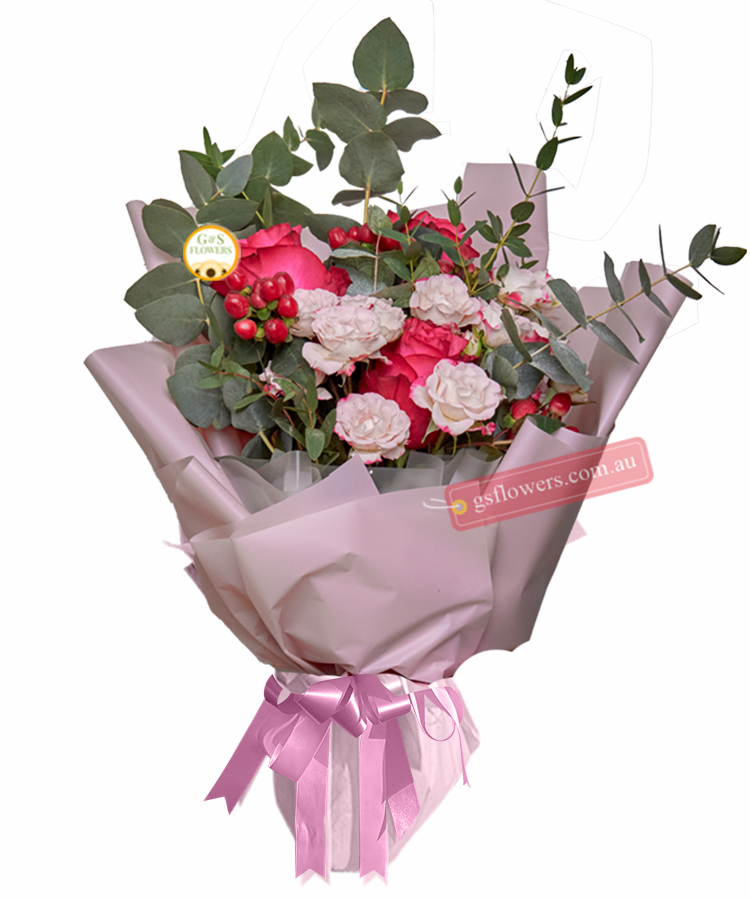 Get Well Soon Bouquet - Wrap With Purple Ribbon - Floral design