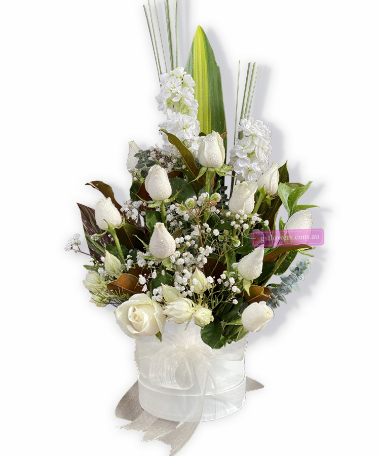 Greatly Appreciated Bouquet - White Box White Ribbon - Cut flowers