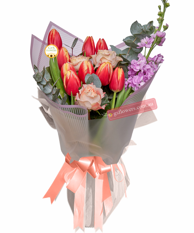 My Special Day Bouquet - Wrap With Pink Ribbon - Floral design