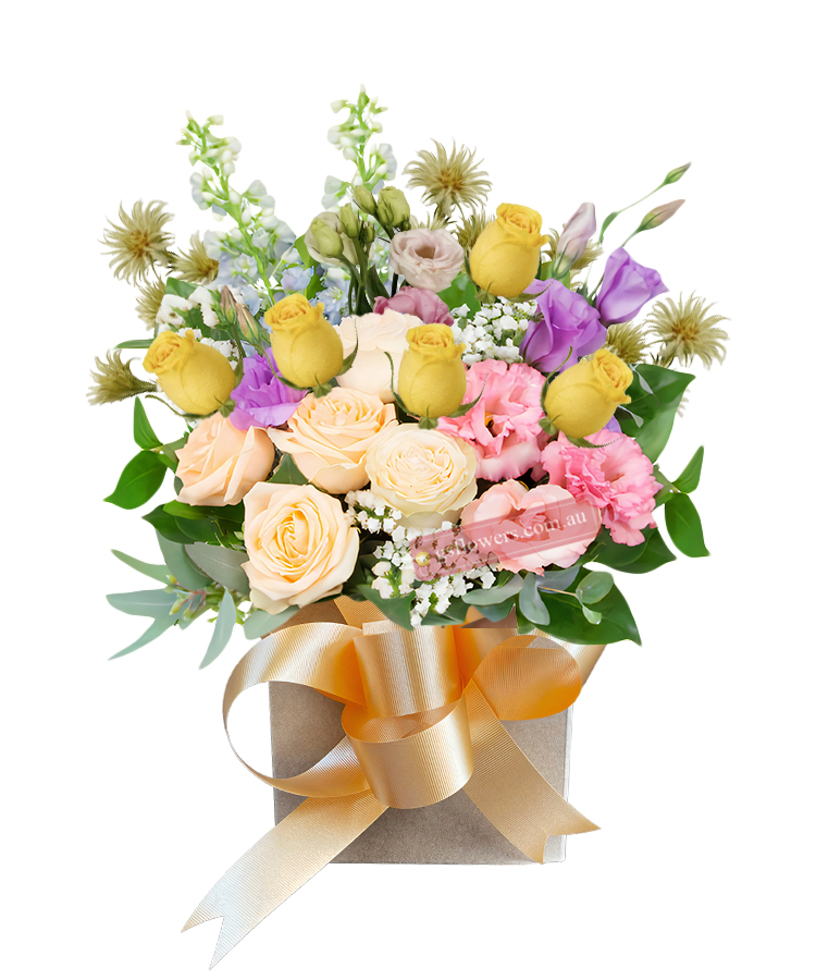 Thanks for being there Bouquet - Cream Box Gold Ribbon - Floral design