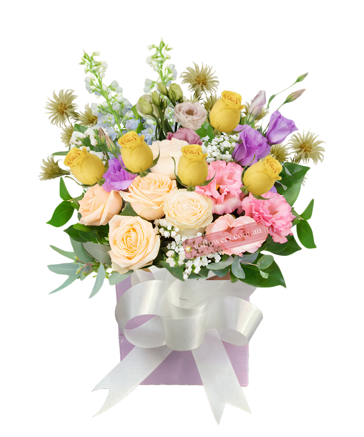 Thanks for being there Bouquet - Pink Box White Ribbon - Floral design