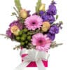 Always A Lady Mixed Arrangment Flowers - Pink Box White Ribbon - Floral design