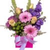 Always A Lady Mixed Arrangment Flowers - Pink Box Pink Ribbon - Cut flowers
