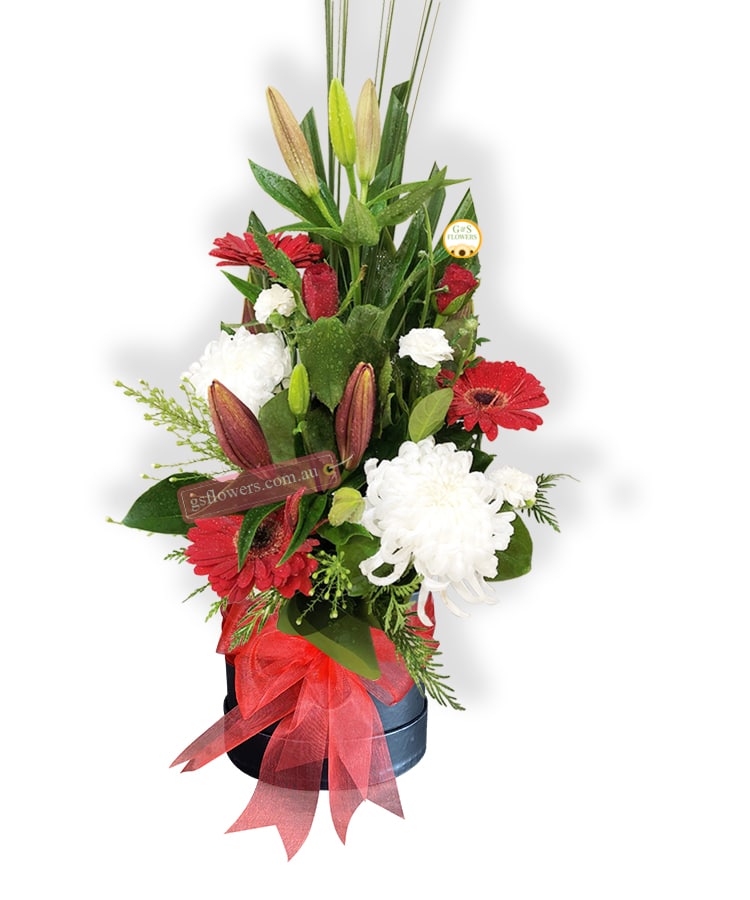 Your Special Day Flowers - Black Box Red Ribbon - Floral design