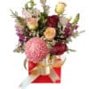 The Juliet Fresh Mixed Flowers - Reb Box Gold Ribbon - Floral design
