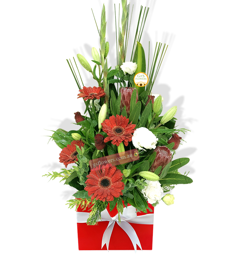 Hello Stella Fresh Flowers - Black Box Red Ribbon - Floral design
