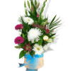 Blushing Love Fresh Flowers - Cream Box Blue Ribbon - Floral design