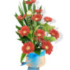 Happy Time Orange Gerberas - Cream Box Blue Ribbon - Floral design