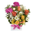 Garden Romance Fresh Flowers - Square Box Pink Ribbon - Flower