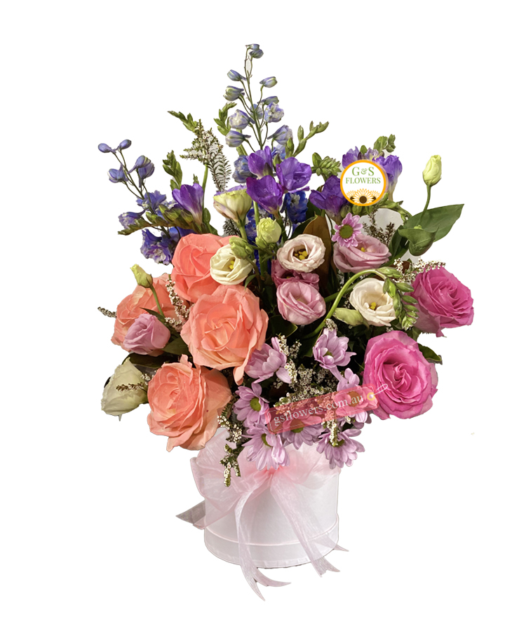 Sweet Devotion Bouquet - White Box Pink Ribbon - Floral design