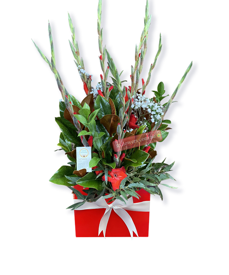 A Beautiful Time Bouquet - Red Box White Ribbon - Floral design