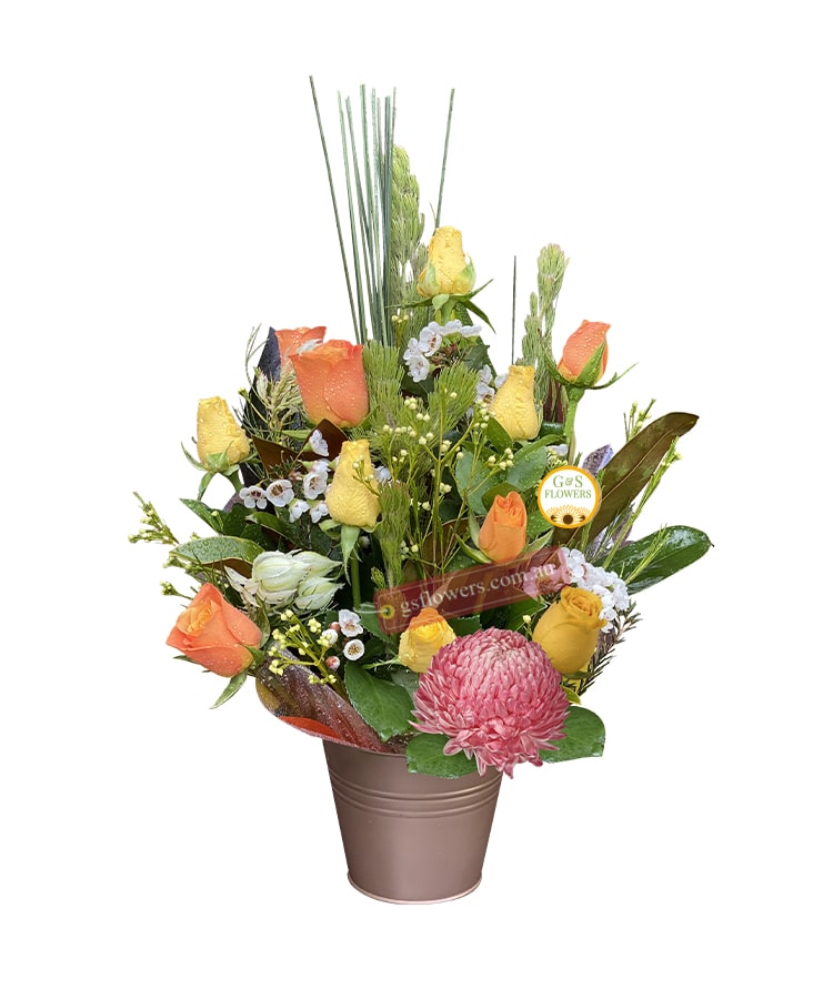 Citrus Smile Fresh Flower Bouquet - Brown Box - Floral design