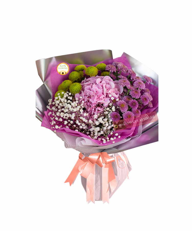New Sensations Fresh Bouquet - Wrap With Pink Ribbon - Floral design