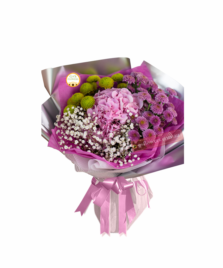 New Sensations Fresh Bouquet - Wrap With Purple Ribbon - Acid