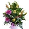 Bright Delight Fresh Flowers - Pink Box White Ribbon - Floral design