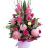 A Perfect Pink Fresh Flower Bouquet - White Box Pink Ribbon - Stocking Funeral Home Inc.