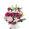 Hot Pink Mixed Flowers - White Box White Ribbon - Floral design