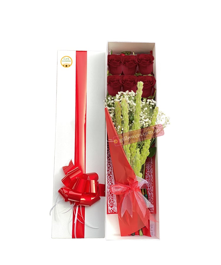 6 Red Roses Collection Box - Flower