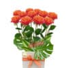 12 Forever Orange Roses - White Box Orange Ribbon - Floral design