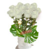 12 Long Stems White Roses - White Box White Ribbon - Floral design