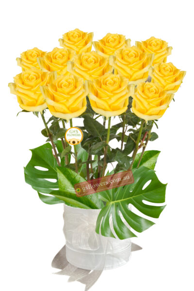 12 Long Stems Yellow Roses - Floral design