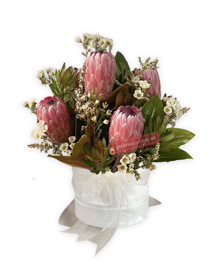 The Beautiful Native Mixed Flowers - White Box White Ribbon - Floral design