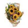 Bright n Breezy Sunflowers Bouquet - Wrapped White Ribbon - Floral design