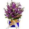 Get Better Soon with Orchids - Blue Box Gold Ribbon - Floral design