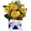 Warm Thought Yellow Gerberas - Blue Box Gold Ribbon - Floral design