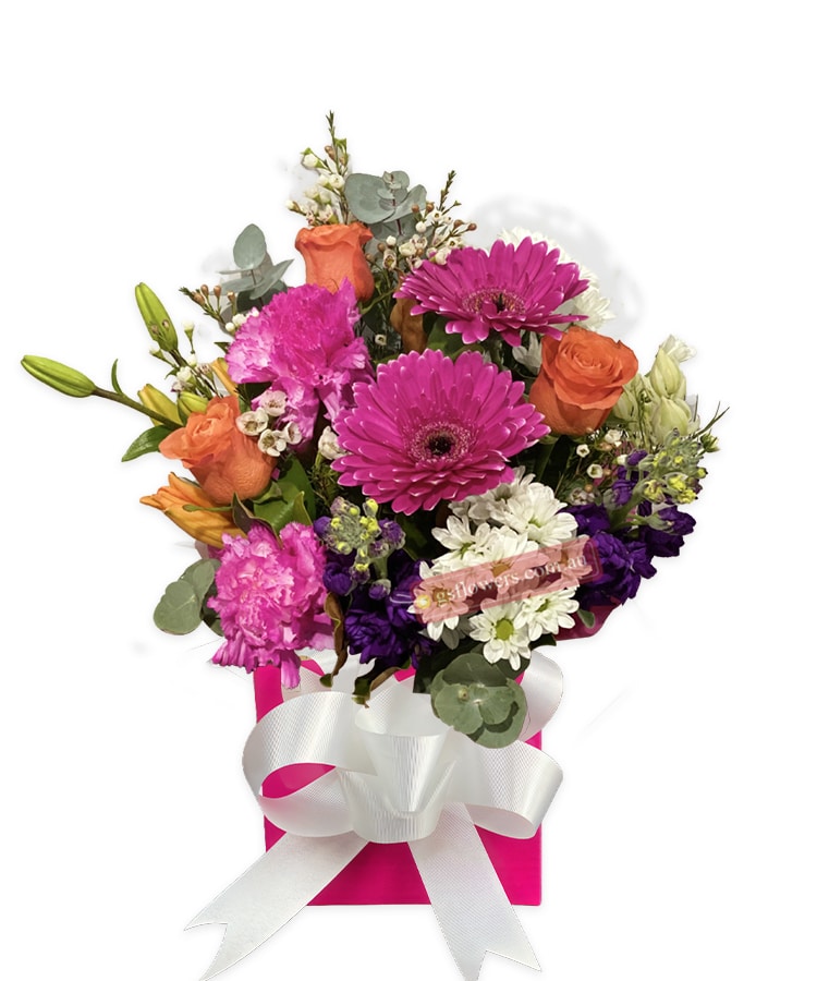 Blush Allure Bouquet - Pink Box White Ribbon - Flower bouquet