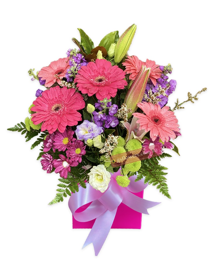 Make Me Blush Fresh Flowers - Pink Box Pink Ribbon - Floral design