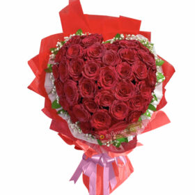 40 Fresh Red Roses Heart Bouquet